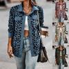 Women's Spring and Autumn Fashion Leopard Print Button Long-sleeved Thin Jacket Women's