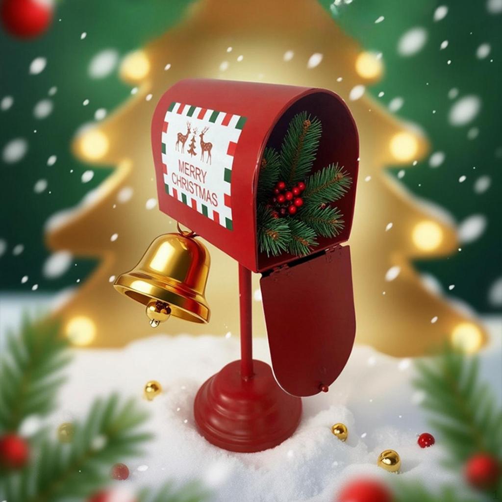 Santa Mailbox Red Large Capacity Iron Gifts Decoration Ornament Newspaper Holder Post Box for Home