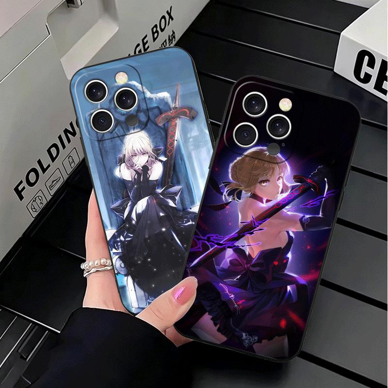 Чехол для телефона Fate Zero Stay Night Saber Мягкий Чехол-накладка для iPhone 16 16E 17 Air 15 Pro Max 14 Plus 13 Mini 11 12 7 Черный Задняя панель