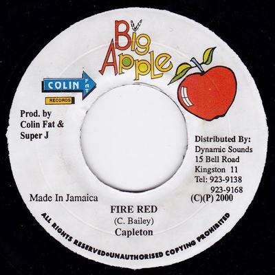 7-дюймовая пластинка CAPLETON - Fire Red НИКАКОЙ Colin Fat Recor 2000 Ямайка Регги, Ска и Даб Б/У