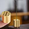 Pure Copper Brass Incense Burner with 9 Holes, Mini Cylindrical Design, Cute and Elegant, Perfect for Buddhist Altars, Study Rooms, Yoga, and Meditati