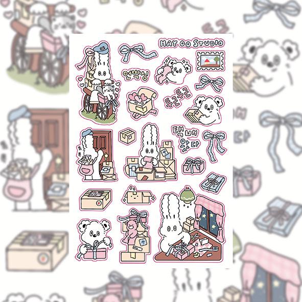 INS Kawaii Rabbit Cartoon Stickers Korean Style Creative Decals for Diary Notebook Scrapbook Decoration