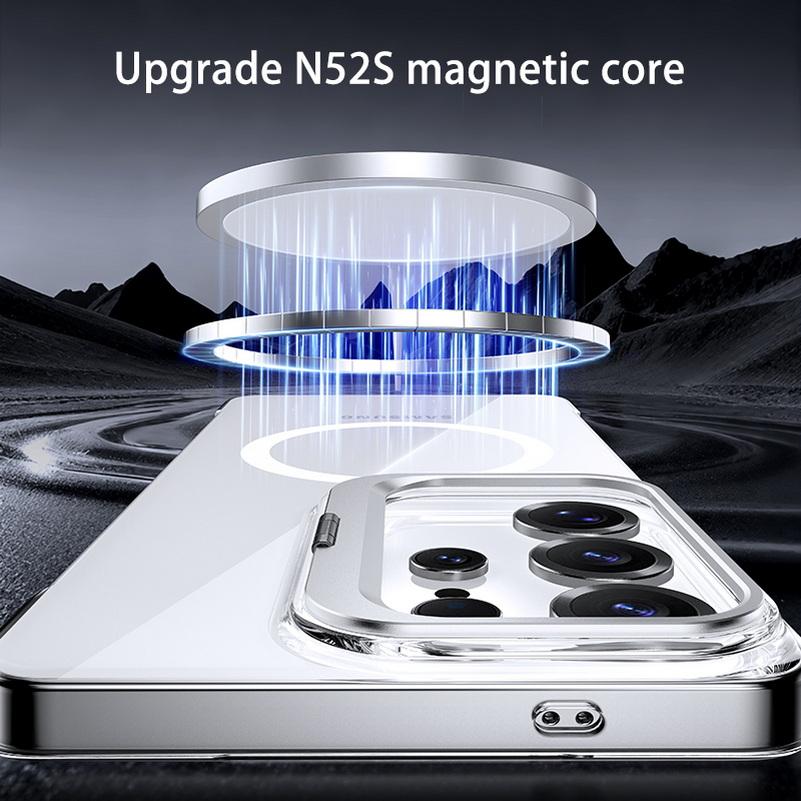 Invisible Camera Kickstand Frameless Clear Case For Samsung S26 Ultra S26 + Galaxy S25 Ultra S24 FE Magnetic Ring Protect Cover