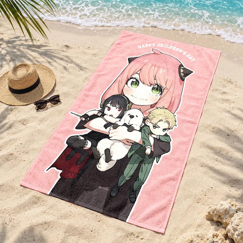 Spy x Family Microfiber Beach Towel Quick Dry Sand Free Lightweight Beach Towels for Travel Swimming Camping