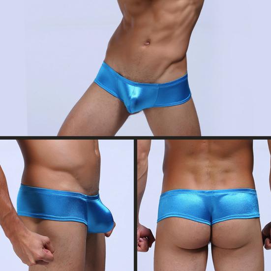 Men Solid Color Low Rise Sexy U Convex Bulge Pouch T-Back Thong Briefs