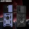 KEYSION Противоударный бронированный чехол для HONOR X6c Силикон+ПК Сдвижная защита объектива камеры Кольцо-подставка Чехол для телефона для Huawei Honor X6C