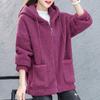 Sherpa Jacket for Women Zip Up Fuzzy Fleece Jacket Oversized Warm Fluffy Hooded Coat Winter