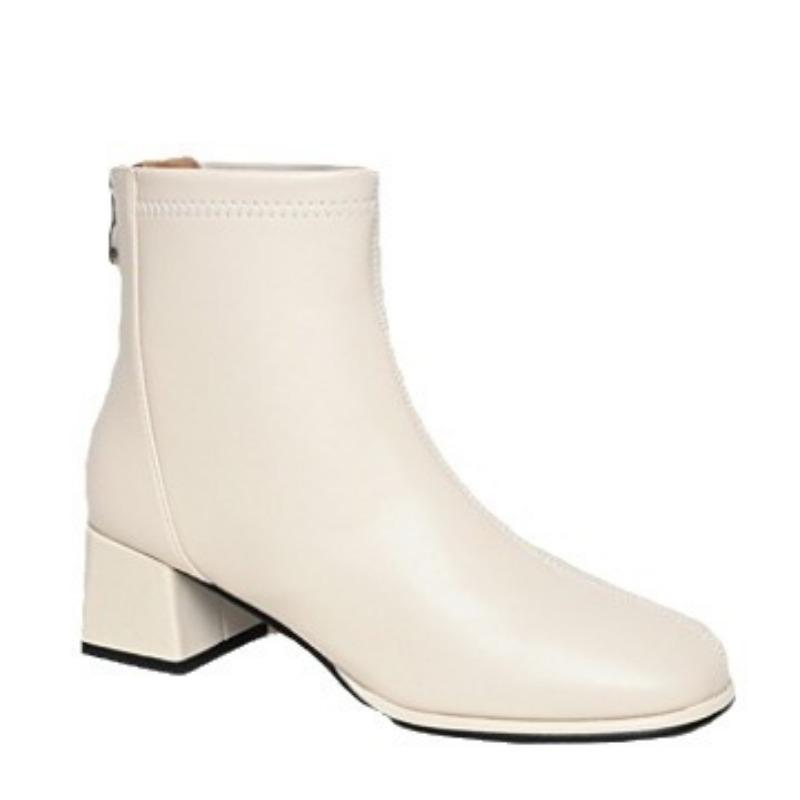 Женские толстые туфли с застежкой-молнией сзади и средней пяткой, модные в Европе и Америке