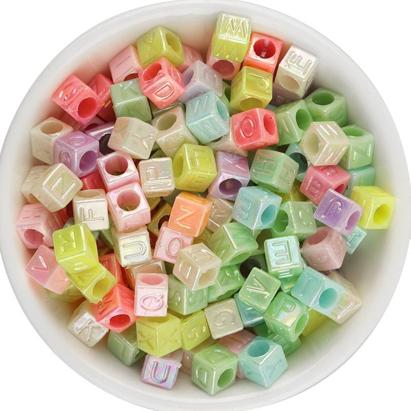 Цветные акриловые квадратные бусины с буквами - Бусины с английским алфавитом с большим отверстием для DIY проектов