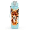 1PC Fox Watercolor Splash Art Print 750ml Color Plastic Sports Water Bottle Leakproof Flip Straw Lid Suitable for Sports Office Home Use