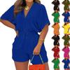 Ladies' Loose And Comfortable Summer V-neck Jumpsuit With A Drawstring