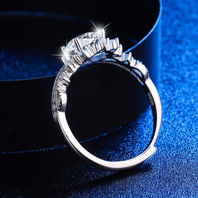 Кольцо с муассанитом Crown для женщин: 1 карат серебро, родированное белое золото PT950, S925, не тускнеет.