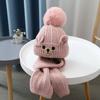 Autumn and Winter Children's Hat Boy Bear Wool Hat Girl Knitted Cotton Warm Baby Hat Scarf Two-piece Set