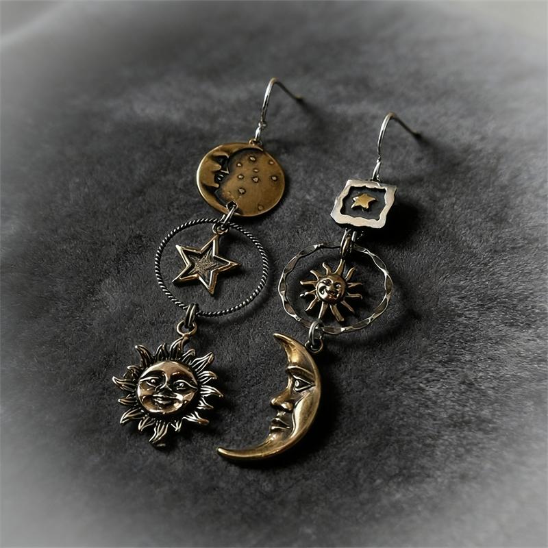 Винтажные серьги-подвески Free People с лицом, солнцем и луной, женский креативный дизайн, асимметричные серьги, праздничная ретро-бижутерия