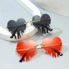 Fashion Colorful Heart Sunglasses Women Men Funny Party Sunglasses Female Big Metal Rimless Shades Eyewear Driver Goggles