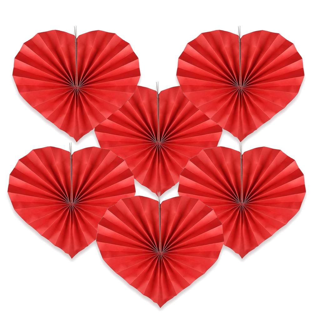8pcs Love Heart Shaped Paper Fans for Wedding and Anniversary Decorative Folding Fan Valentine's Day Party Supplies