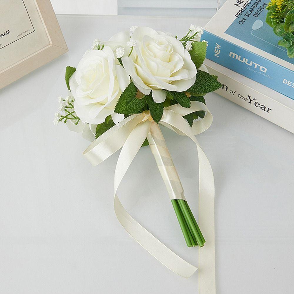 Silk Flower Bridal Bouquet Fake Flower Artificial Rose Bouquet Wedding Centerpieces