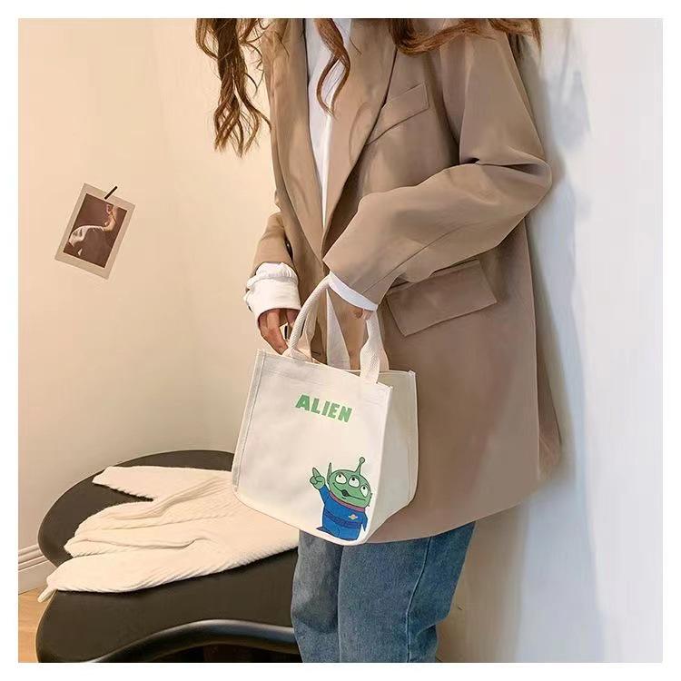 Женская маленькая холщовая сумка-тоут: Ланч и сумочка в японском и корейском стиле для работы или учебы