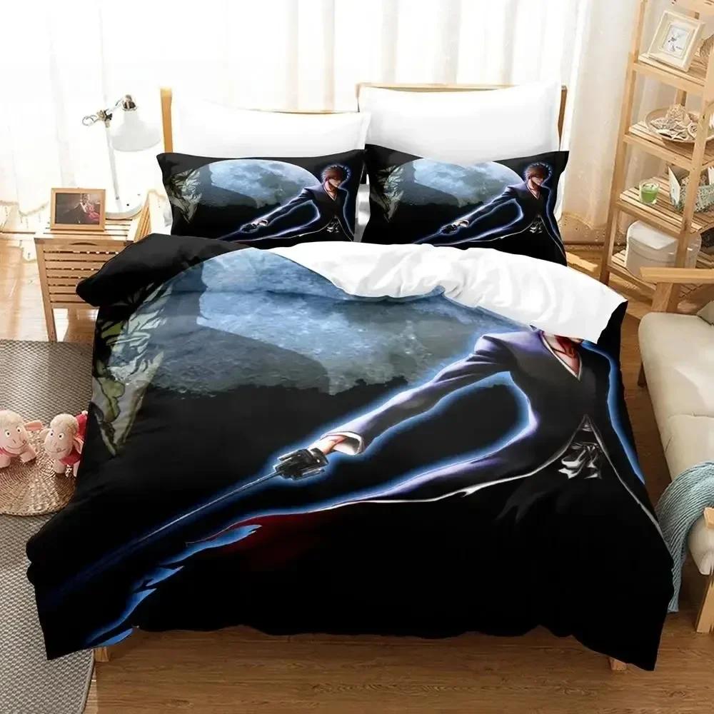 Комплект постельного белья Аниме Zangetsu Bleach с 3D-печатью, Односпальный, Полуторный, Двуспальный, Кинг-сайз, Комплект для кровати Кинг-сайз, Для взрослых, Для детей, Комплекты пододеяльников для спальни