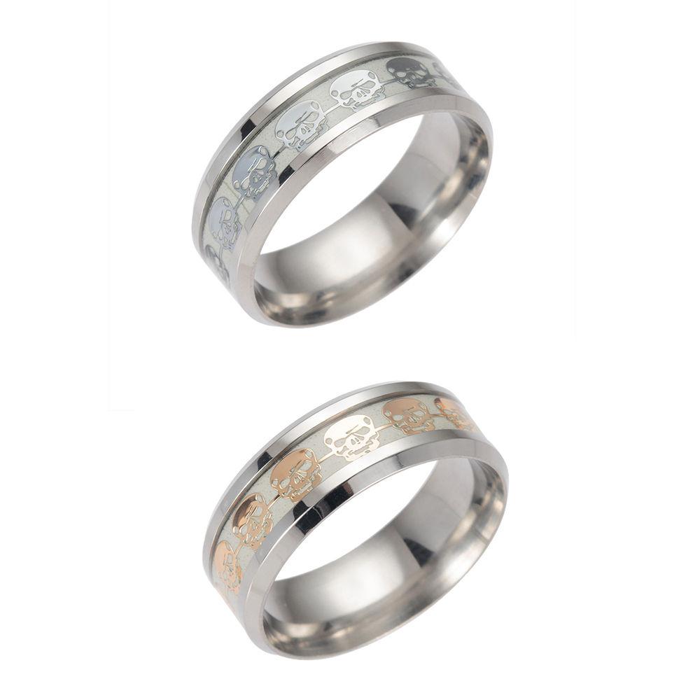 Панк Светящееся в темноте Мужчины Женщины Нержавеющая сталь Дизайн Черепа Светящийся Ремешок Кольцо Пальца Ювелирные изделия