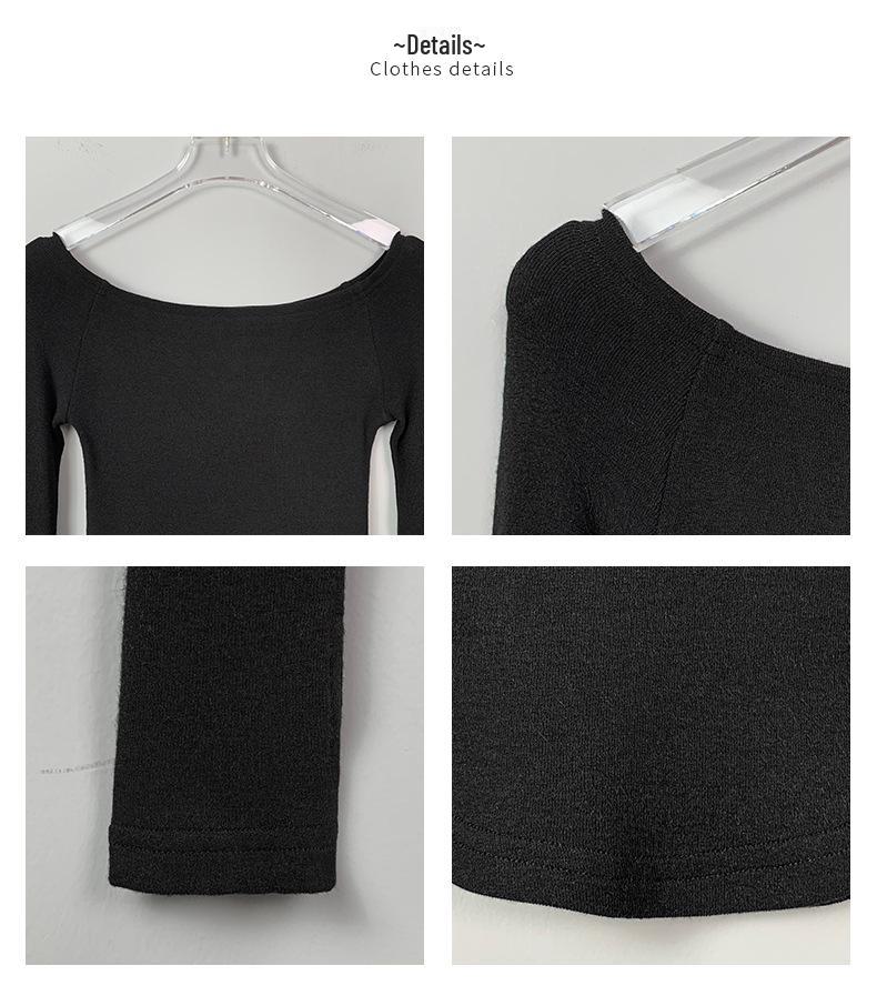 Корейская стильная приталенная женская футболка с открытыми плечами и длинными рукавами Dongdaemun