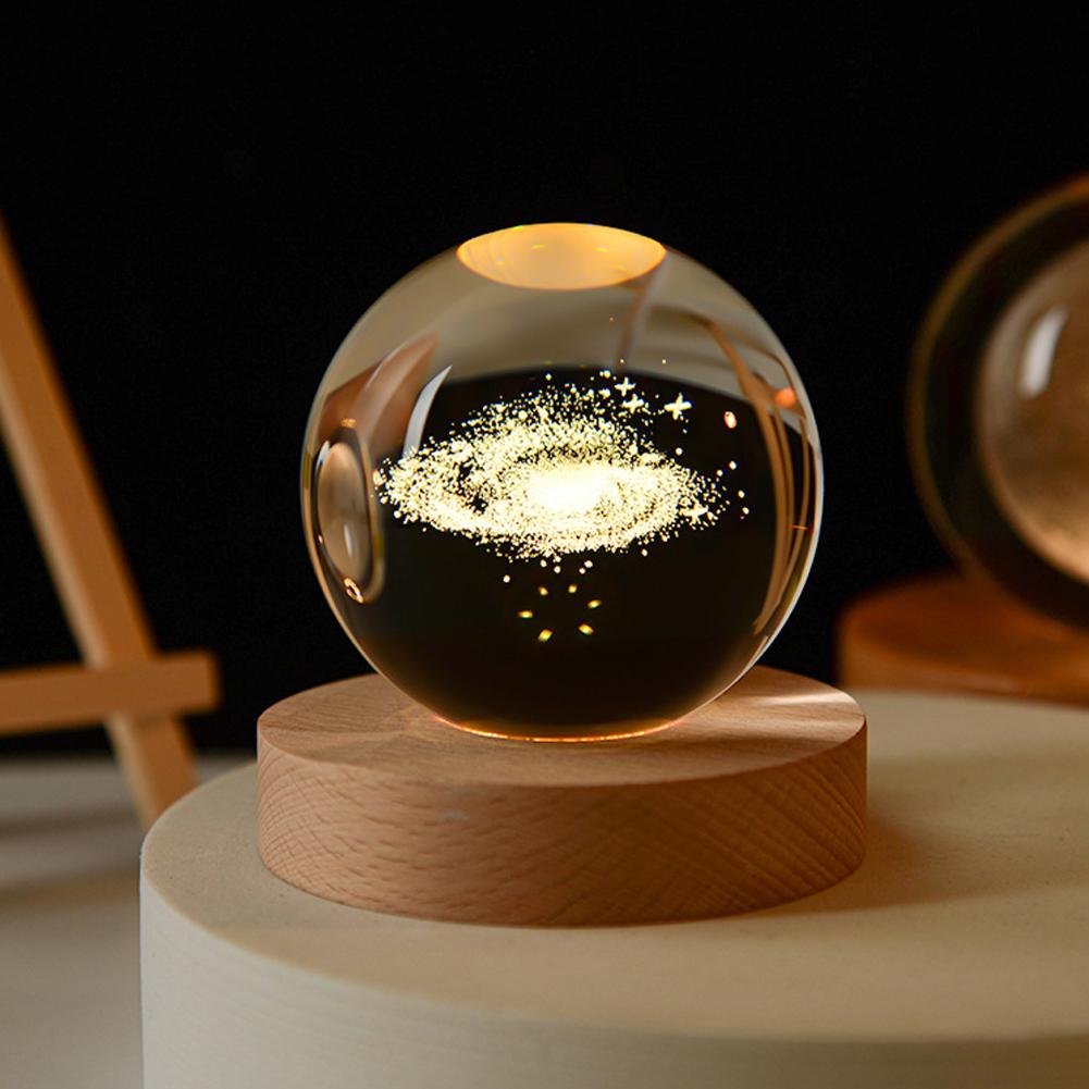6cm 3D Crystal Ball Decoration 2025 Astronomy Solar Glass Planets Home Astronaut System B C5E9