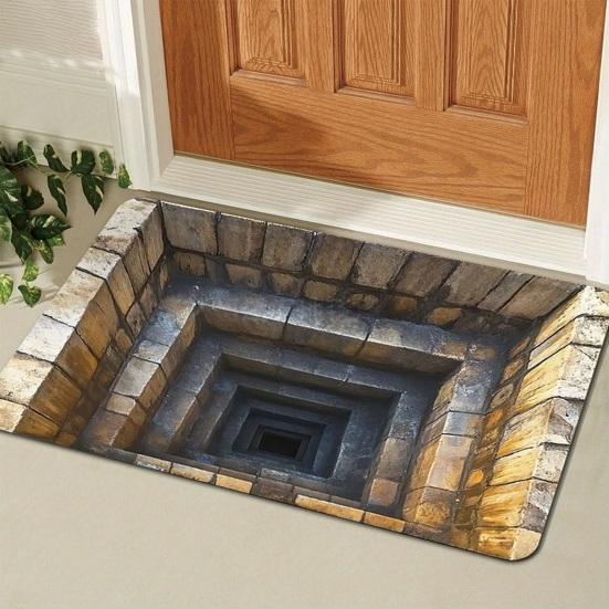 Yousheng 3D Optical Illusion Floor Mat Non-Slip Vision Rug Realistic 3D Carpet for Living Room Bedroom Bathroom Hallway Easy Care Decorative Rug