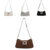 Stylish Korean Summer Casual Solid Color Shoulder Tote Bag With Shiny Rhinestones For Women