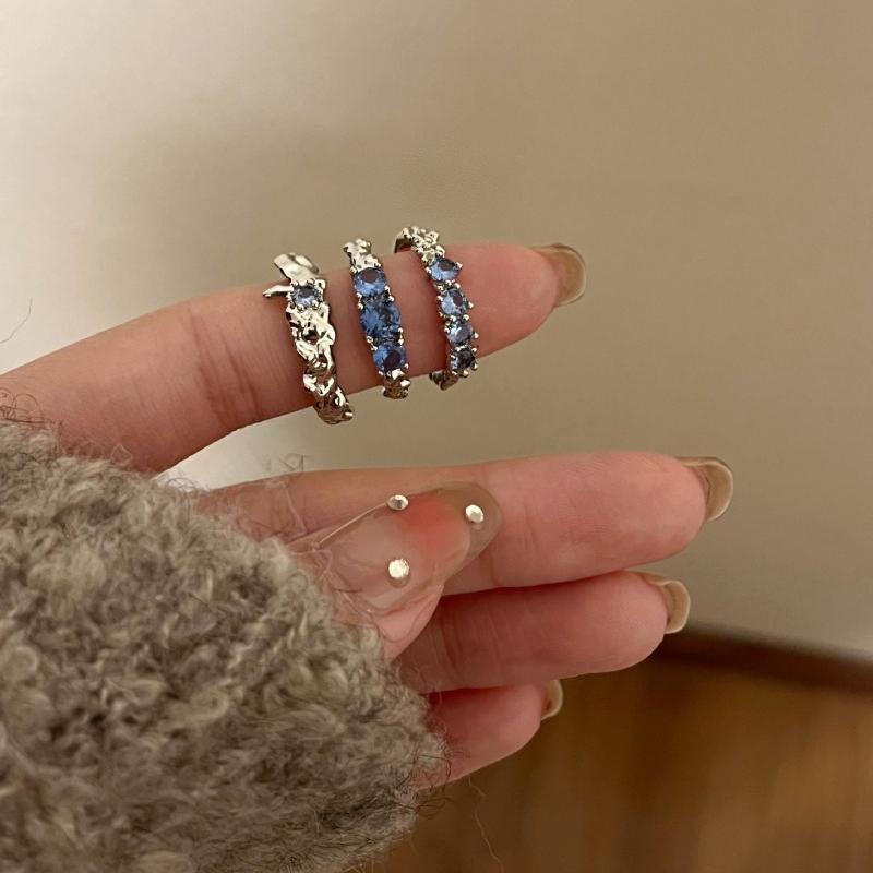 Shiny Irregular Zircon Lava Texture Ring Trend Temperament Women Adjustable Luxury Rings Girls Y2K Jewelry Gifts Accessories