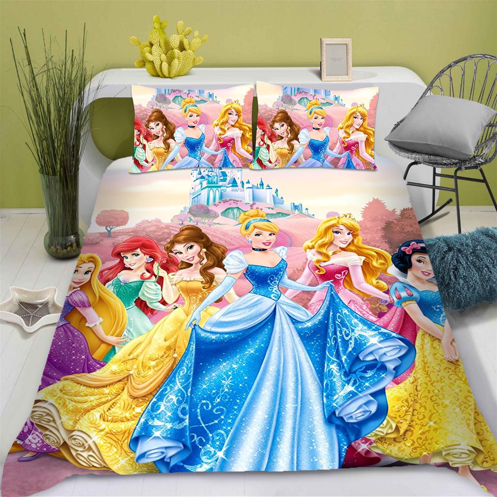 Princess Cinderella Cartoon Quilt Cover Duvet Breathable 3D Cute Printed Bedroom Comforter Warmth Polyester Bedding