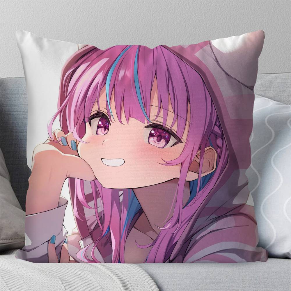 Minato Aqua Animation HHololive Pillow Case Fashion Square Pillowcase Bedroom Sofa Room Ins Decoration Leisure
