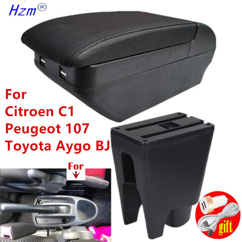 For Toyota Aygo BJ Armrest Box for Citroen C1 Peugeot 107 Armrest Box Store Box Cup Holder Dedicated Retrofit Car Accessories