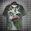 Fashion Men's Casual T-shirt 3D Printing Fun Animal Print Short Sleeve Street Fashion Wolf Fox Print Round Neck Top