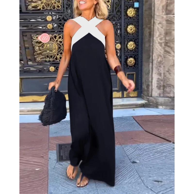 Summer New Style Women's Long Skirt, Sleeveless Cross Sexy Beautiful Back Dress MC6837