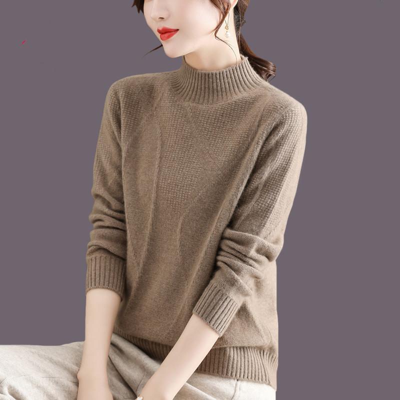 Модный повседневный мягкий вязаный свитер на липкой основе, осенне-зимний ленивый стиль, однотонный свободный свитер с высоким воротом