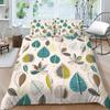 Family Bedding Single Double Bed Full Size Plant Printing Series Bedding Leaf Pattern Pillowcase and Quilt Cover Washable Home Decoration