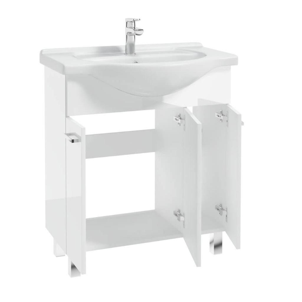 Freestanding bathroom cabinet with washbasin 75 solid white Mea