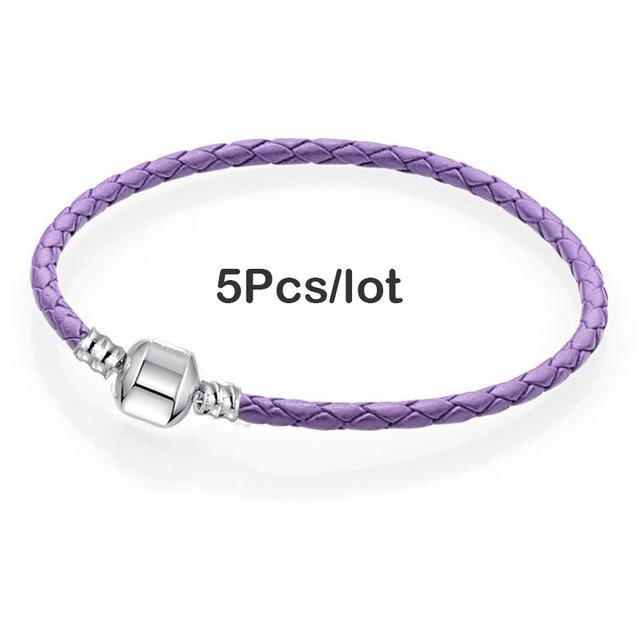5pcs /Lot Sale Popular Charm Bracelets Diy Elegant Leather Chain Charms Bracelets Bangles For Women Jewelry Gift