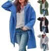 Women Coat Hooded Long Sleeve Buttons Placket Autumn Coat Solid Color Mid-length Casual Outerwear with Pockets