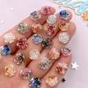 50Pcs 10mm AB Resin Glitter Colorful Rose Flatback Flower Rhinestone Gem Scrapbook Wedding Ornament Applique Crafts DIY Nail Art