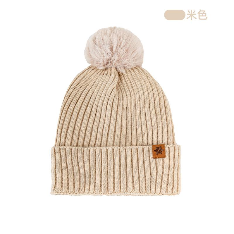 Autumn and winter knitted hat scarf gloves three-piece set double-layer velvet cold-proof wool knitted hat ear protector