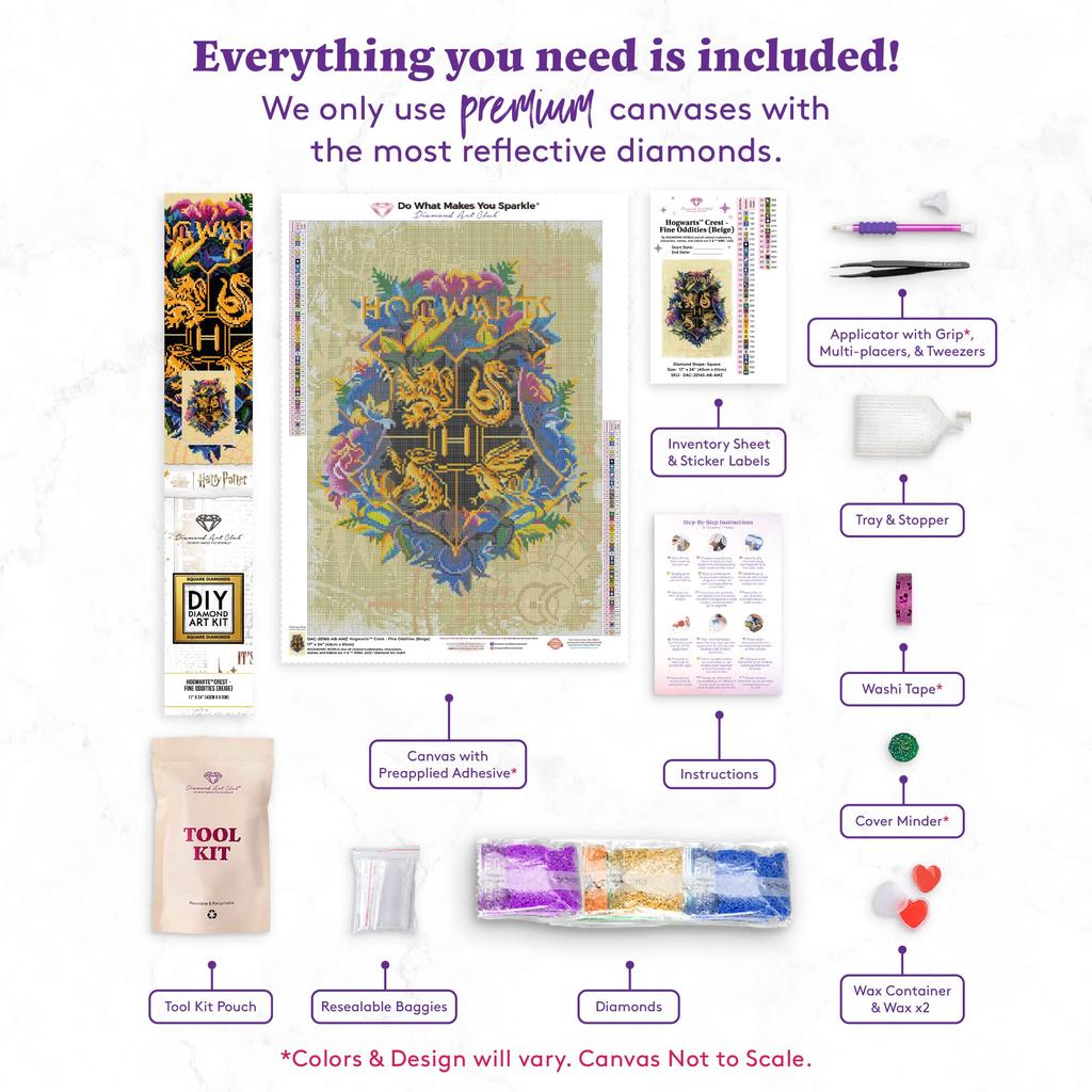 Diamond Art Club Hogwarts Crest FINE Oddities Diamond Painting X Cm X 61 - Kit, Beige, 17" 24" (43 Cm)