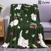 Dark Green White Kitten Lightweight Microfiber Soft Christmas Fleece Blanket Warm Cozy Throw for Sofa Office Travel All Season