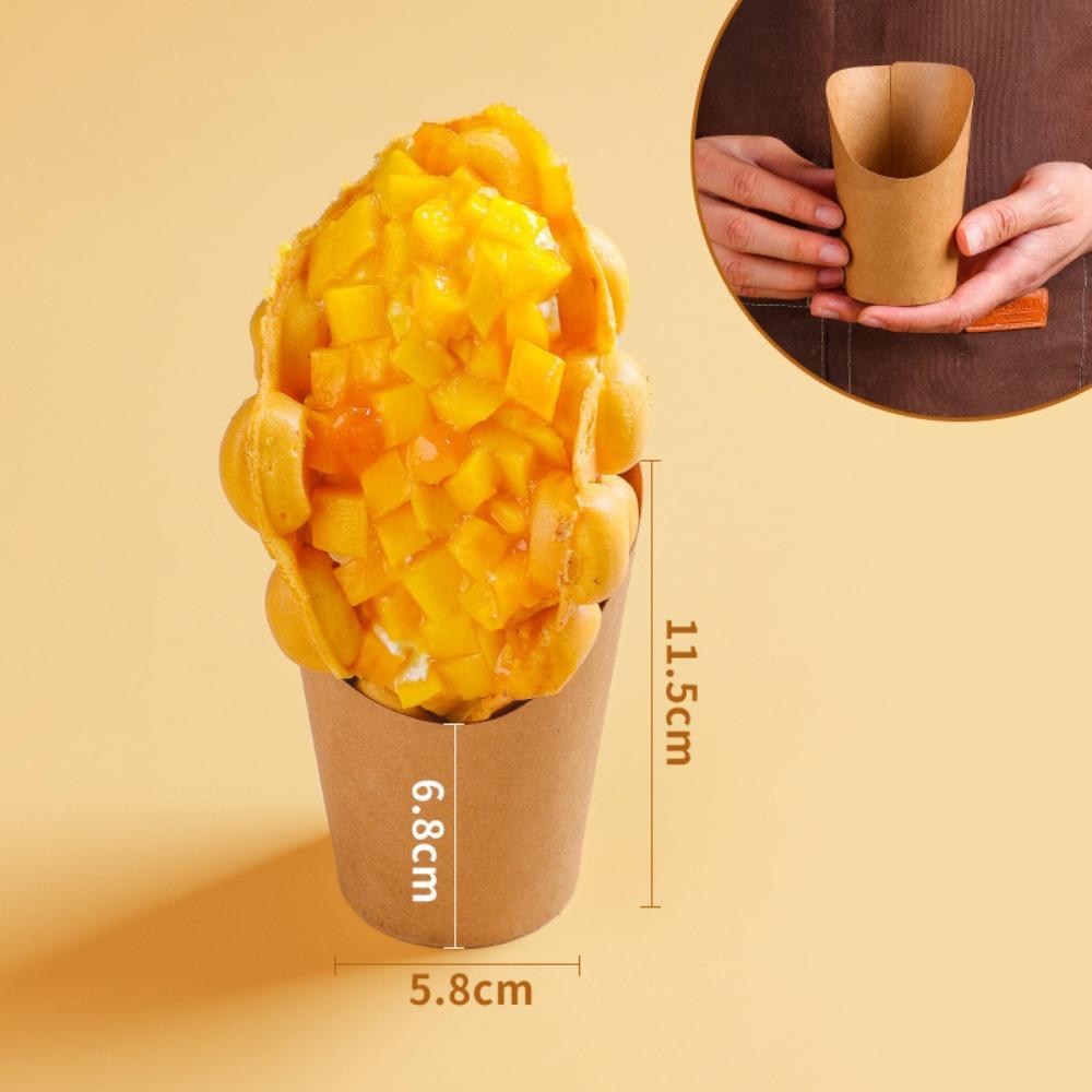 50PCS Thickened Egg Waffle Paper Cup Water Proof Take-out Snack Boxes Kitchen Use