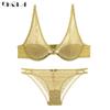 Thin Lace Underwear Set Green Sexy Bra Women Brassiere A B C Cup