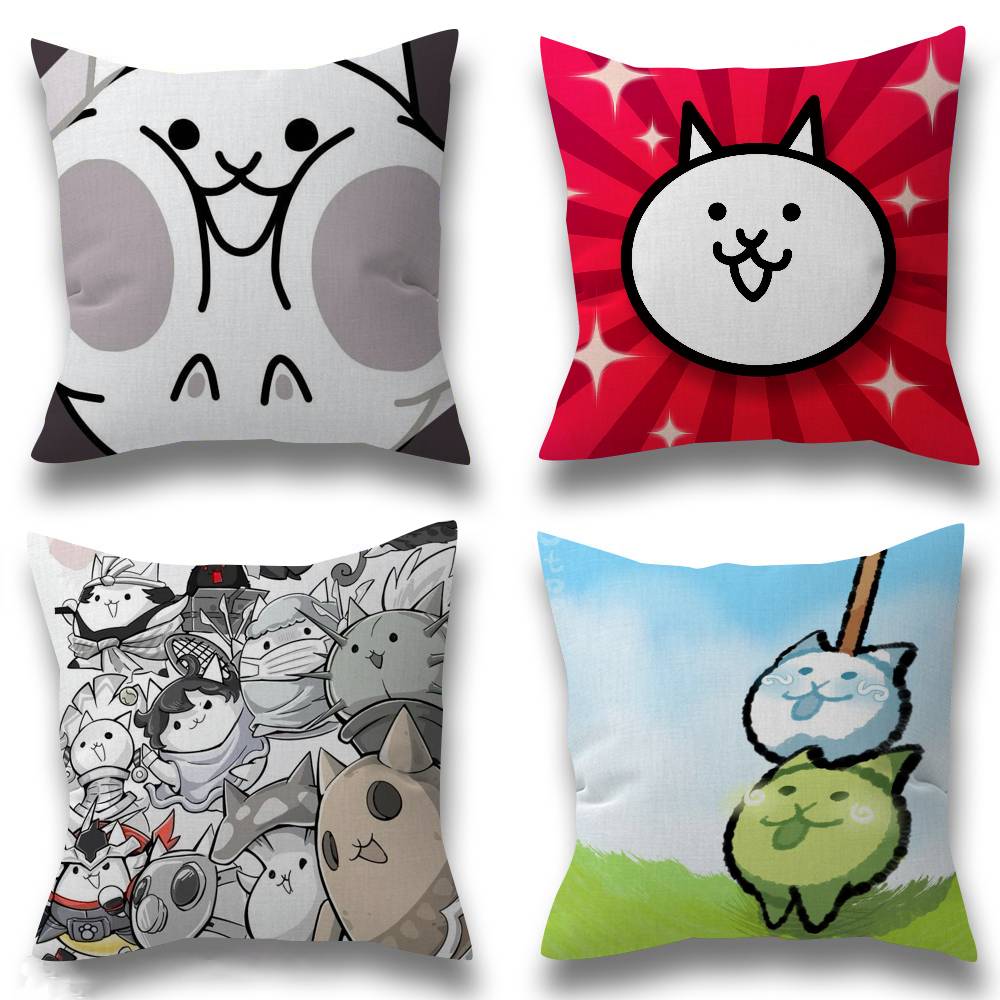 Game BBattle Cats Anime Cushion Cover Car Throw Pillow Case For Sofa Car Christmas Gift 40x40cm 45x45cm