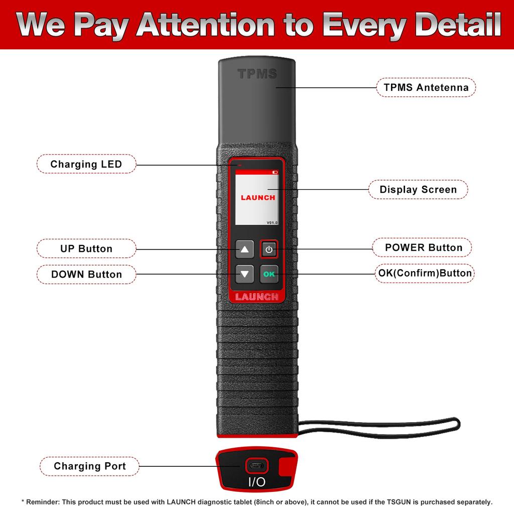 Launch X431 TSGUN TPMS 315/433 МГц 2-в-1 RF-сенсор X-431 TSGUN Детектор датчика давления в шинах автомобиля Инструмент для программирования и диагностики