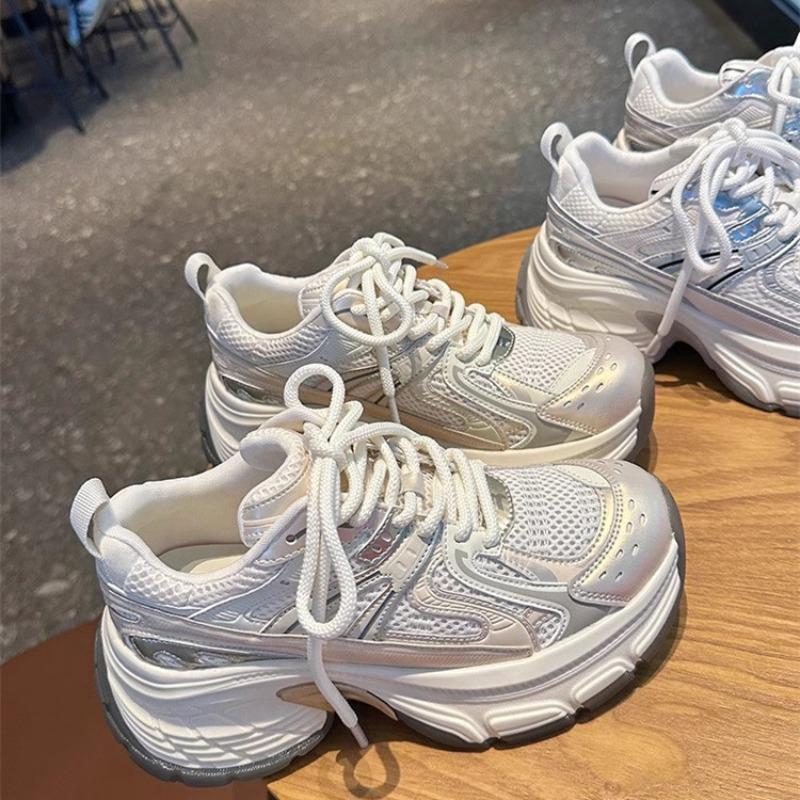 Женские кроссовки на высокой подошве, новые, жареные, уличные, ретро, дышащая сетка, легкие, повседневные, спортивные, модные
