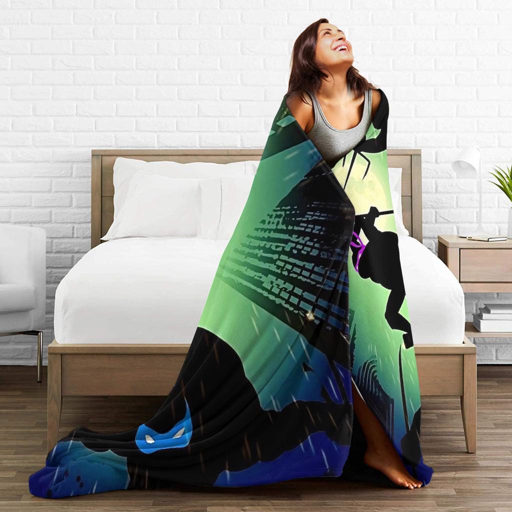 TMNT Game  Blanket Quality Warm  Bedding Throws Winter Airplane Travel Couch Chair Funny Bedspread