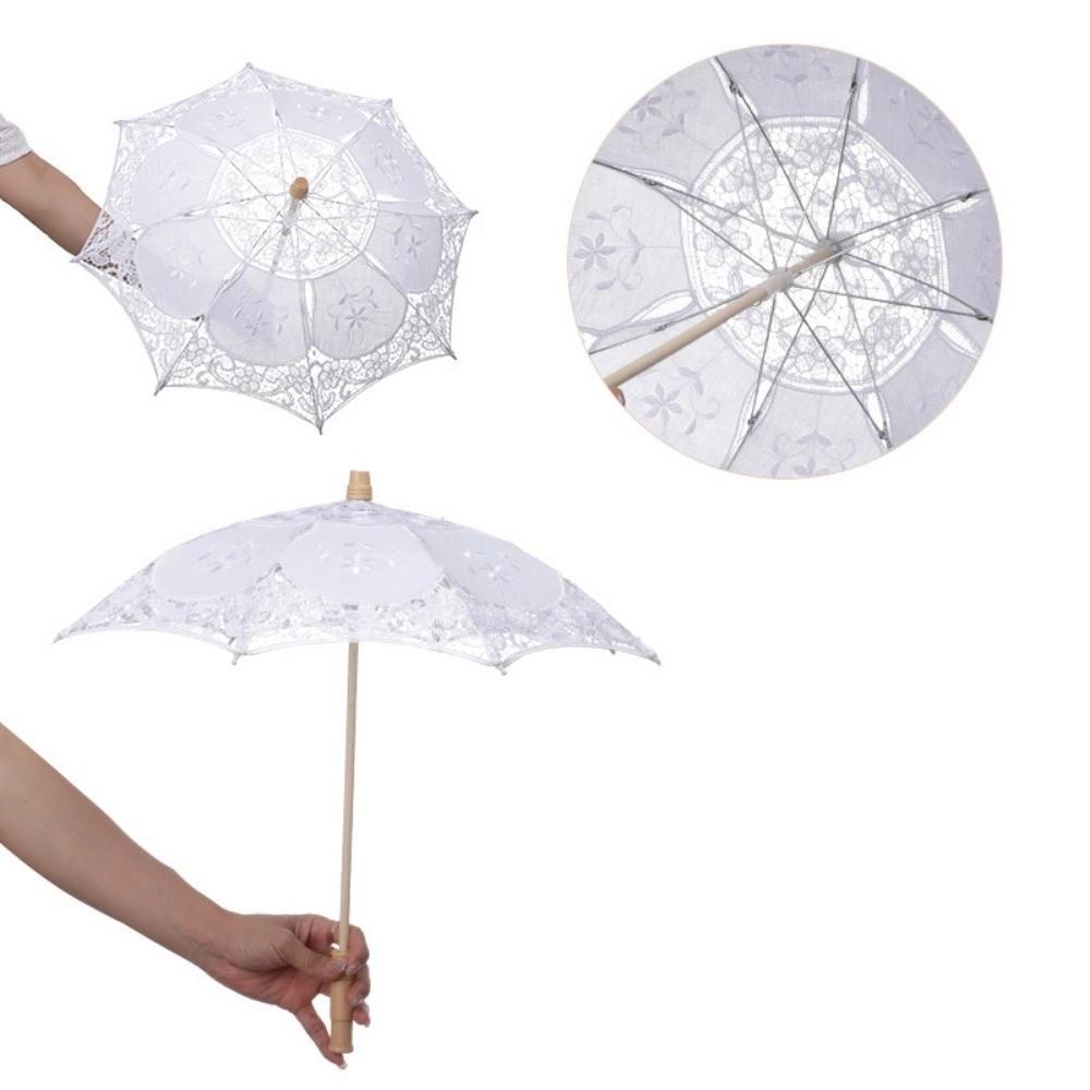 Vintage 26/31/43/53cm Lace Parasol Umbrella Embroidery Cotton Lace Flower Girl Umbrella Kids Sun Umbrella Wedding Decoration
